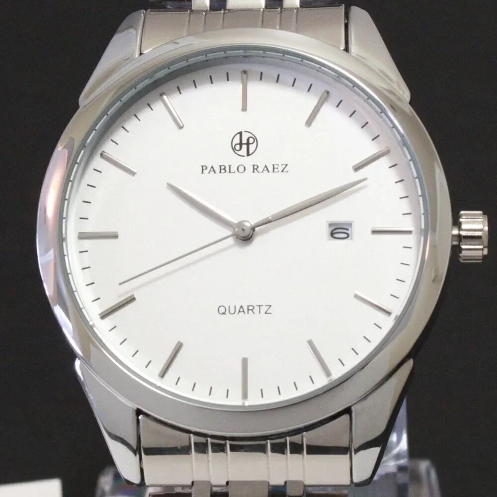 Men's Casual Fashion Watch Silver Tone Butterfly Clasp 40mm